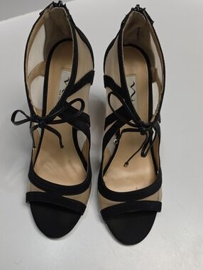 Nina Cherie Peep-Toe Black  Lace-Up Bootie Dress Heels - Size 8